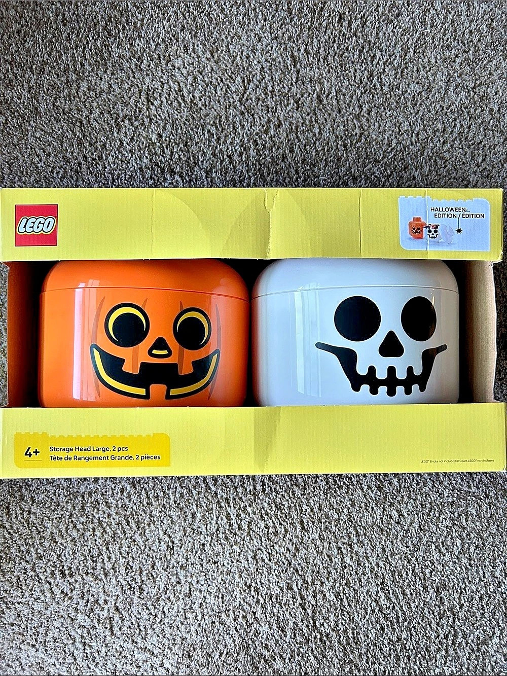 LEGO Halloween Edition Storage Head Large 2 pcs (Pumpkin & Skeleton)